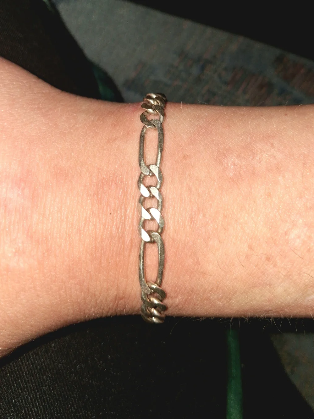 Vintage 925 Sterling Silver Italy Figaro Chain Link Bracelet - 8
